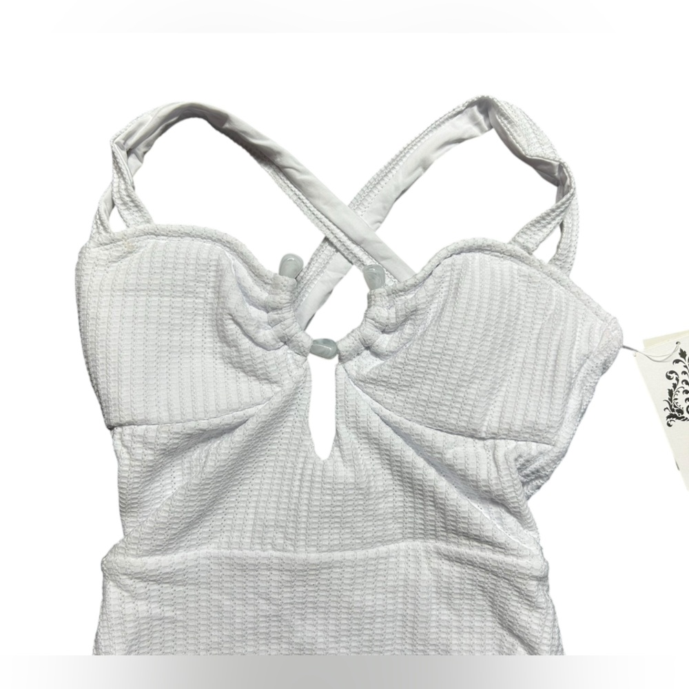 BECCA White Textured One-Piece Swimsuit with Twist Front - Picture 2 of 5